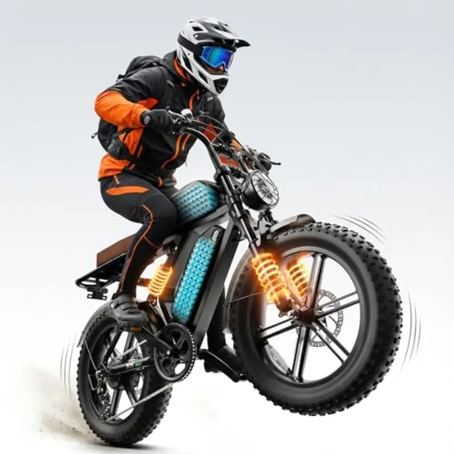 

Off-Road Electric Bike for Adults: 1500W Peak Motor, 28 MPH Speed, 48V 15/30AH Removable Battery, 20x4.0 Fat Tires, Dual Suspen
