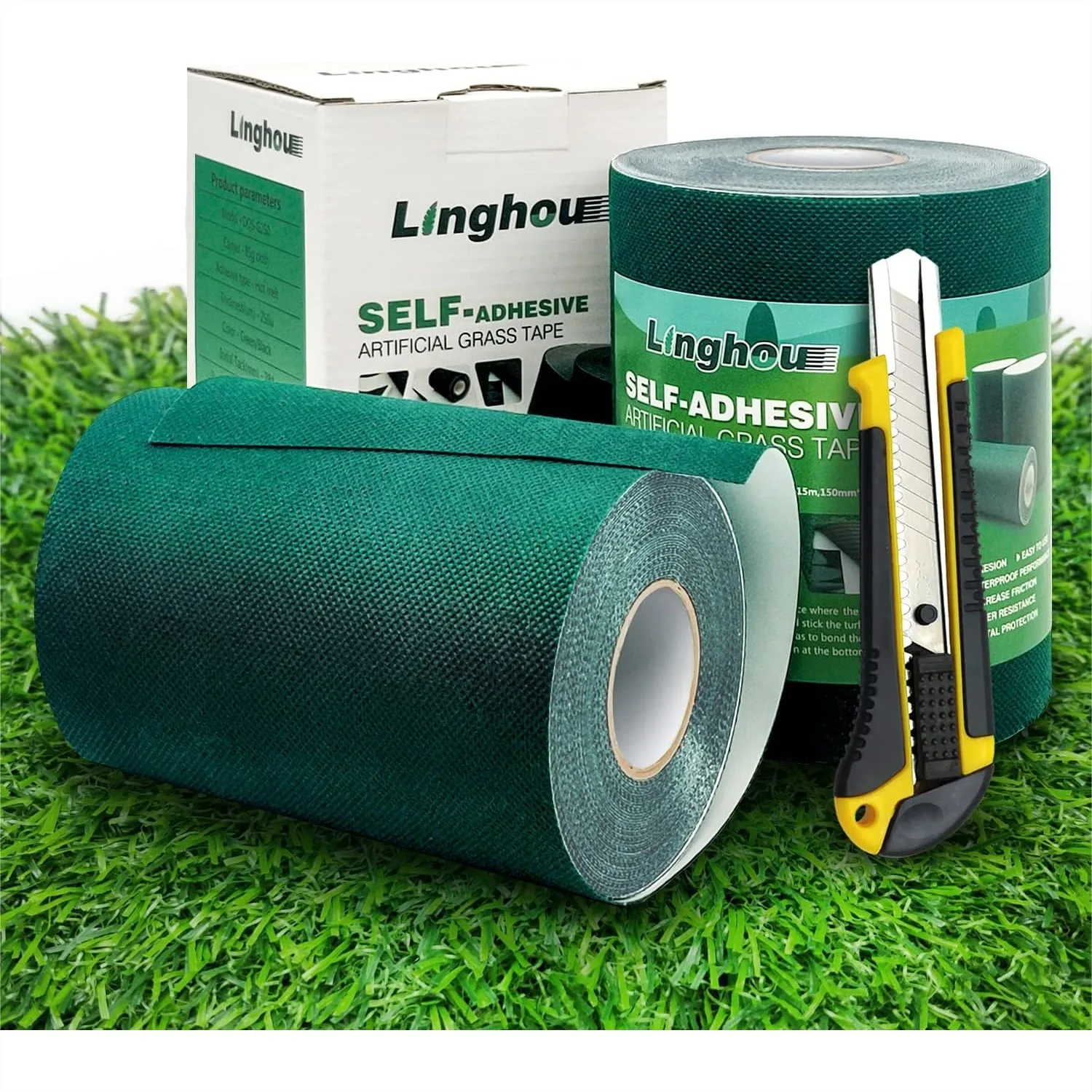 

Turf Seam Tape for Artificial Grass 12" x 65.6' High Bonding Adhesive for Jointing Fake Lawn Synthetic Turf Pet Rugs