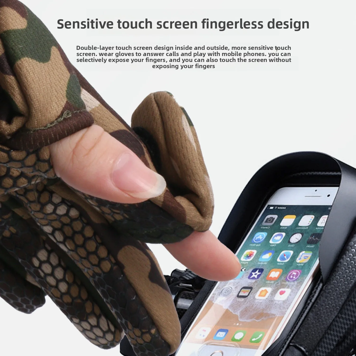 Thick Fleece Winter Outdoor Camouflage Gloves Touch Screen Warm Design for Cycling and Skiing