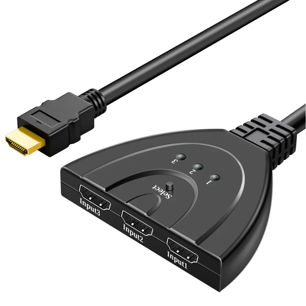 Commutateur compatible HDMI, répartiteur KVM, 4K, 2K, 3D, 3 entrées, 1 sortie, mini 3 ports, hub de commutation VIdeo, 1080P pour DVD, HDTV, Xbox, PS3, PS4