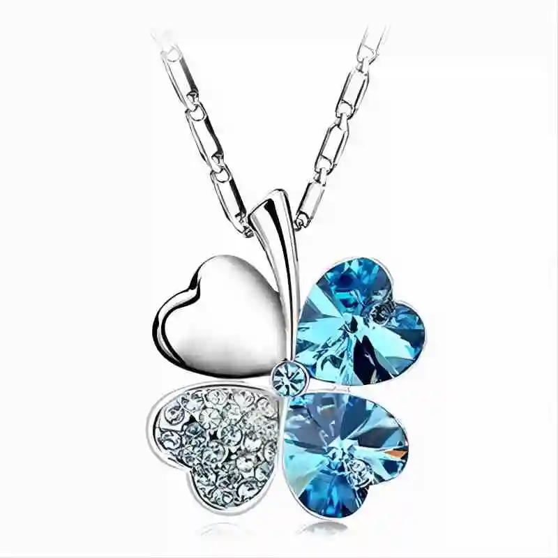 Crystal 4 Four Leaf Leaves Clover Pendant Necklaces Lover Birthday Gift Quality Fashion Jewelry Dropshipping Charm Girl