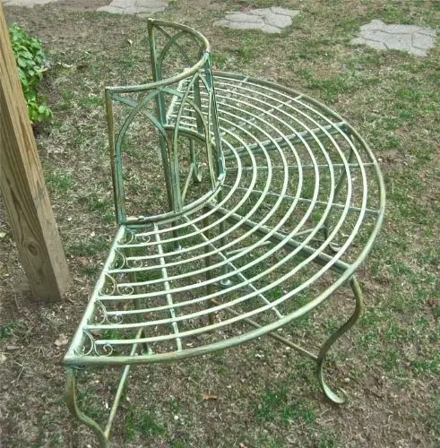 

Iron semi-round tree bench, tree chair, old retro outdoor bench