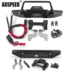 AXSPEED Metal Anti-collision Front Rear Bumper with LED Lights for TRX4M Defender 1/18 RC Crawler Car Model Upgrade Part