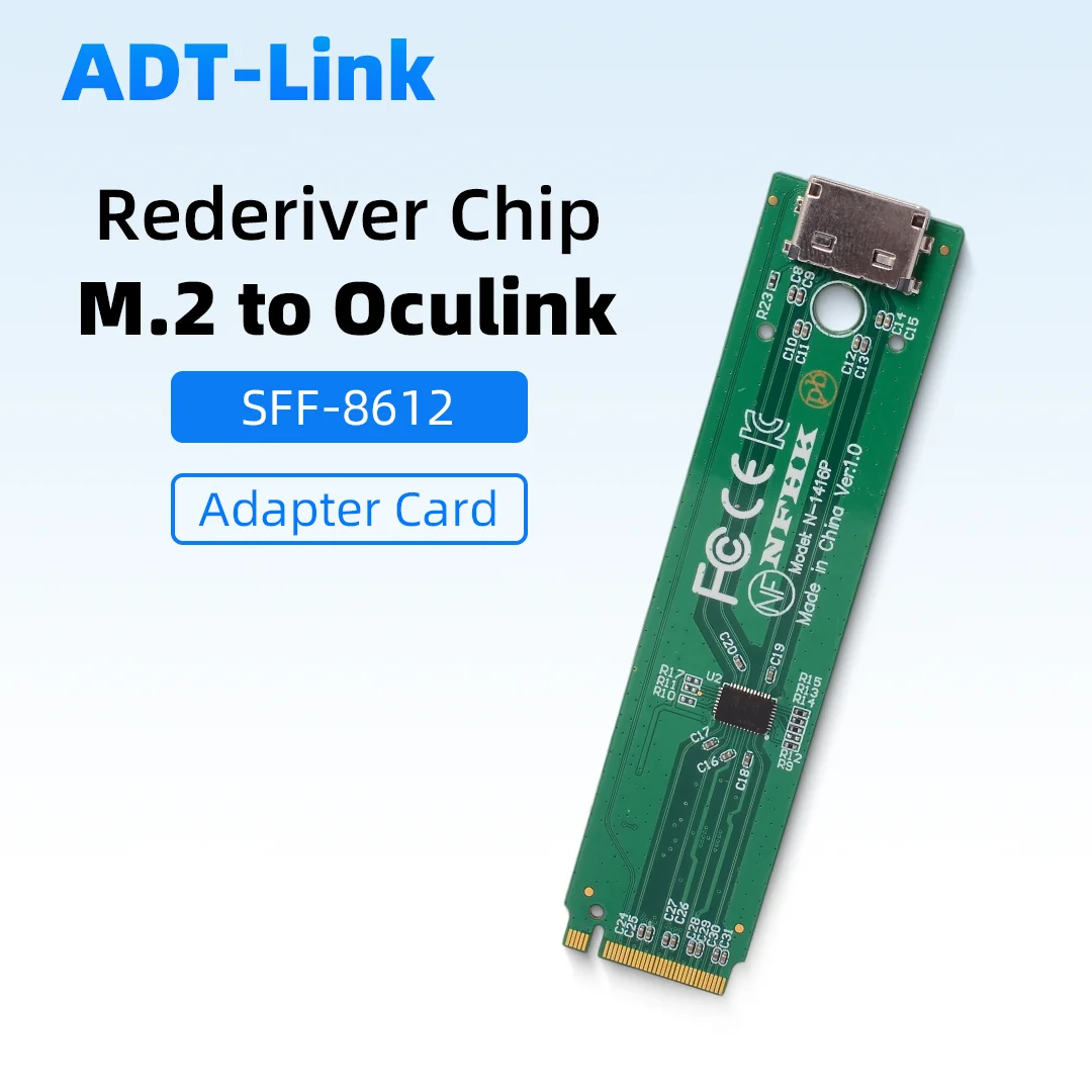 

NVMe M.2 To Oculink SFF-8612 Adapter with Redriver Signal Amplification for PCIe NVMe M.2 NGFF SSD