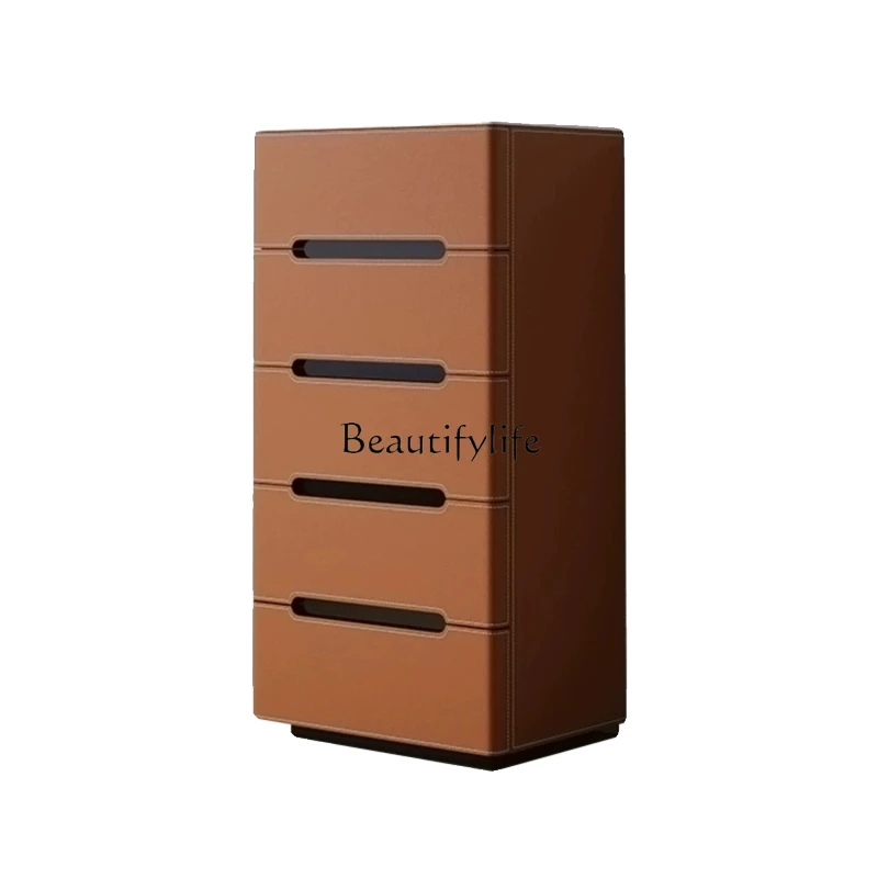 

Italian minimalist saddle leather storage storage chest of drawers solid wood chest of drawers porch cabinet
