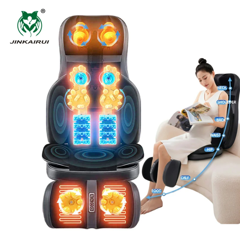 Electric Massage Cushion Neck Back Massager with Heat Kneading Shiatsu Rolling Vibration Seat Cushion Chair Home Office Use Gift