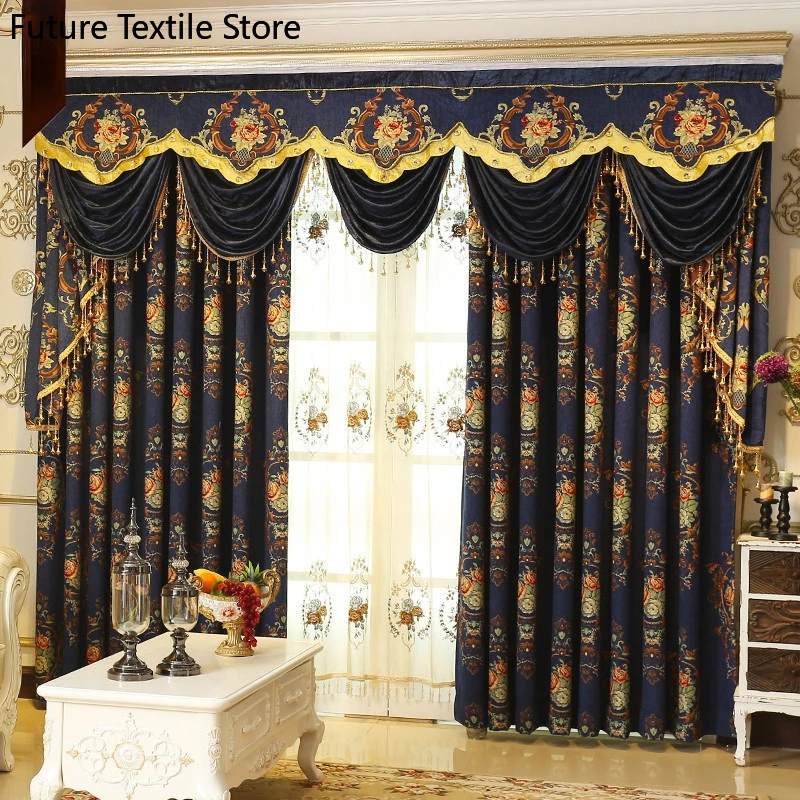 

Luxury Curtains for Living Room Bedroom Floor-to-ceiling Blackout Curtains Home Decoration Custom Finished Partition Curtains