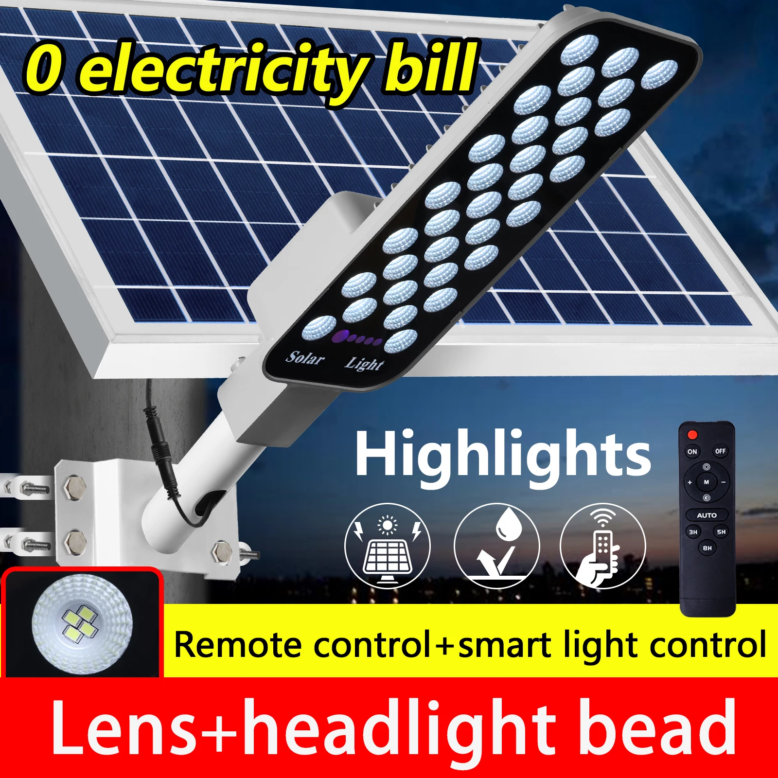 

Powerful Solar Street Light Waterproof Outdoor Solar Light with Remote Control for Garden Garage and House Solar Wall Lamp