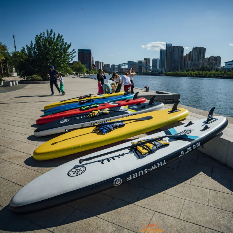 Inflatable Stand Up Surf Paddle Board Kayak Long Paddle Wake Surf Life Saving Fin Balancing Wind Adult High Performance