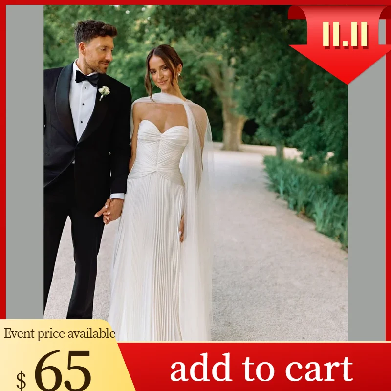 

Verngo Elegant lvory Chiffon Wedding Dress Sweetheart A Line Pleat Bridal Gowns Pleat Classy Bride Dresses Customized