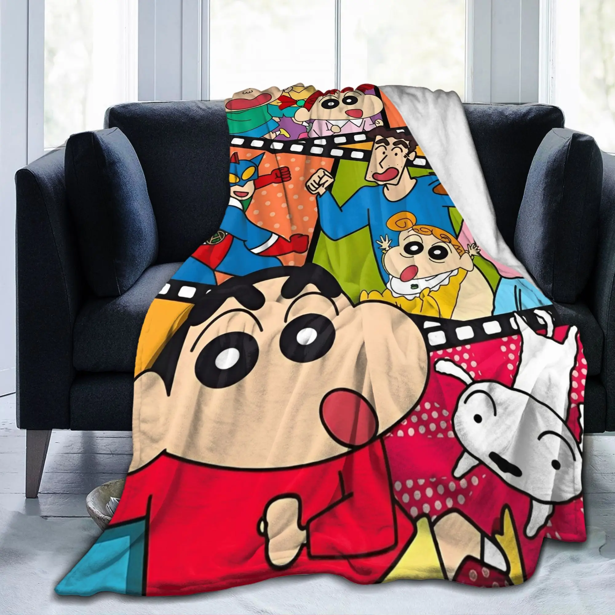 Crayon Shin chan Cartoon Blanket Flannel Spring Autumn  Multi-function Super Soft Throw Blankets for Sofa Car Bedding Throws