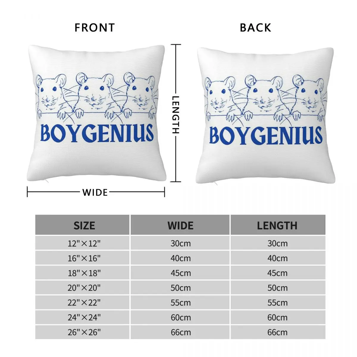 Boygenius Inspired Trio Mouse Square Pillowcase Pillow Cover Polyester Cushion Decorative Comfort Throw Pillow for Home Bedroom