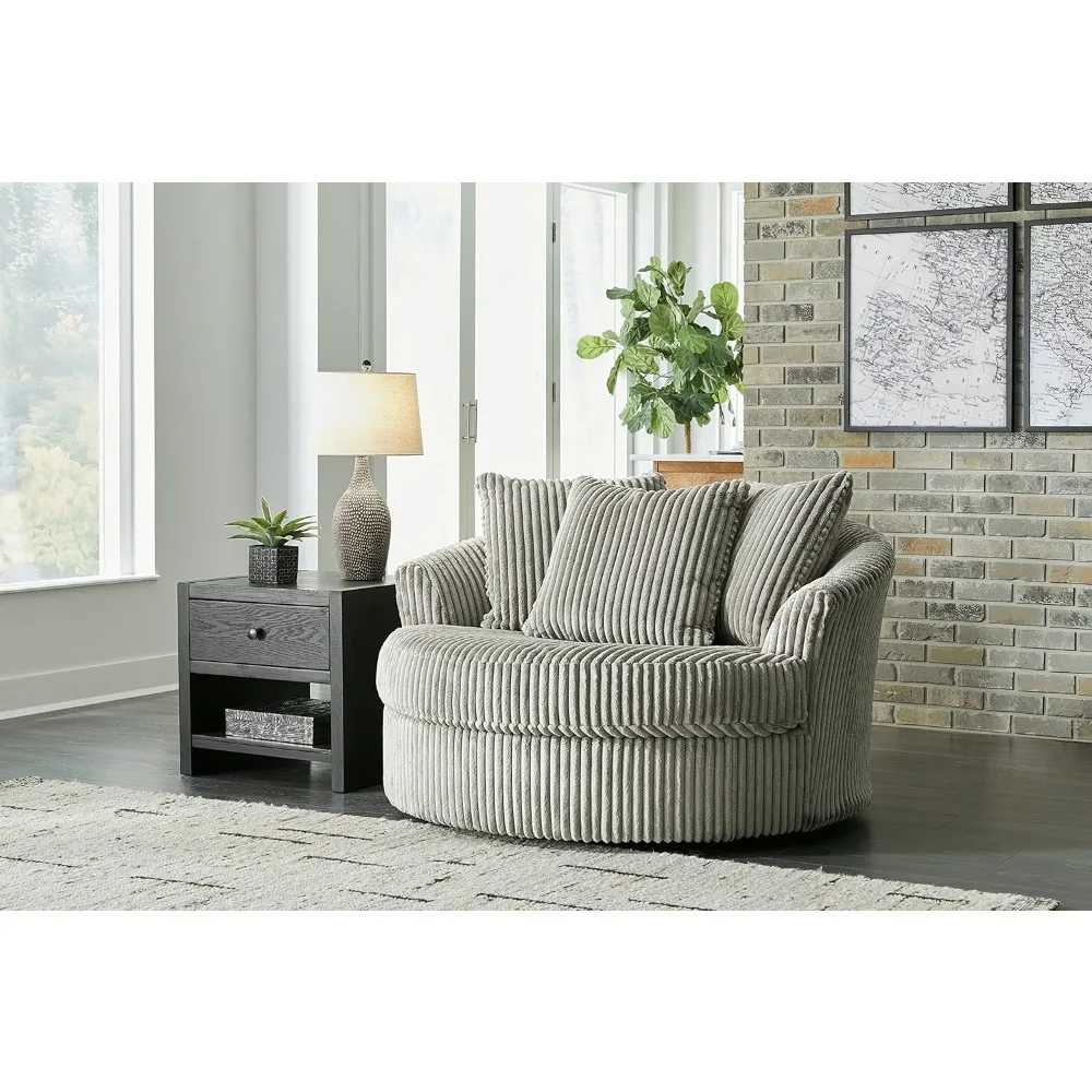 

Transitional Oval Tufted Upholstered Oversized Swivel Accent Chair, Gray Lounge Chair Recliner Chair Zero Gravity Chair