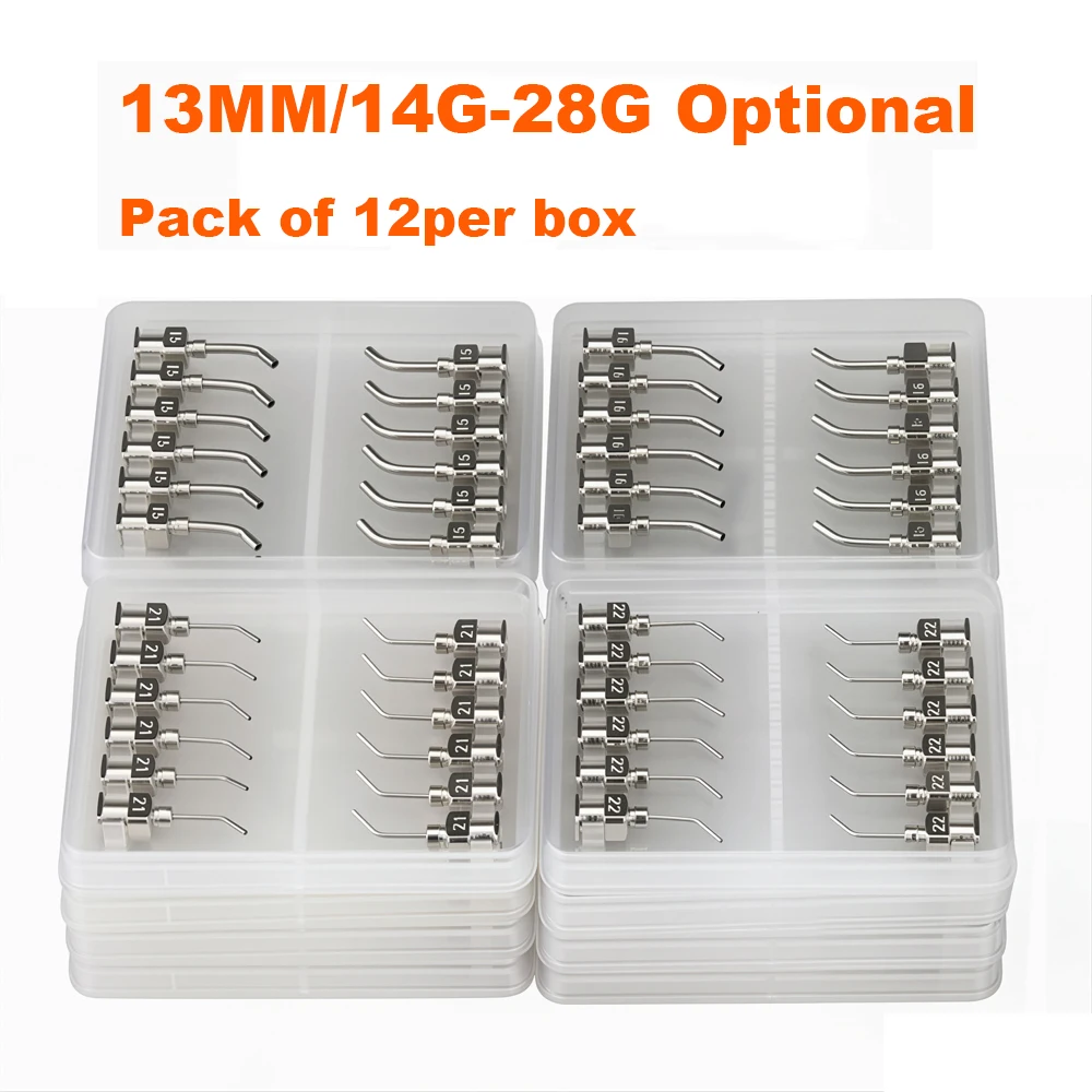 12Pcs/Box 1/2inch 45 Degree Bent Blunt Tip Dispensing Needle Stainless Steel Syringe Needle for Industrial & Lab Use
