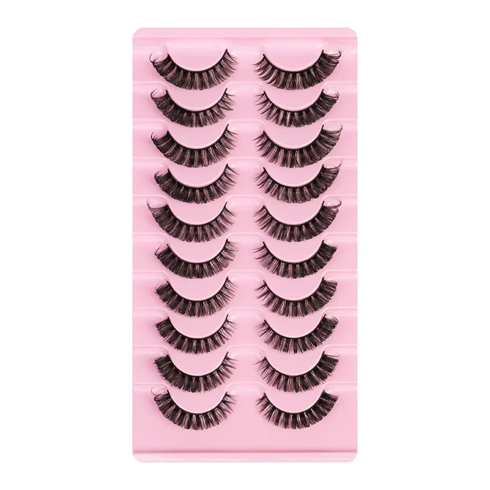 10 pairs Russian Strip Lashes Fluffy Mink Lashes 3D False Eyelashes Pack