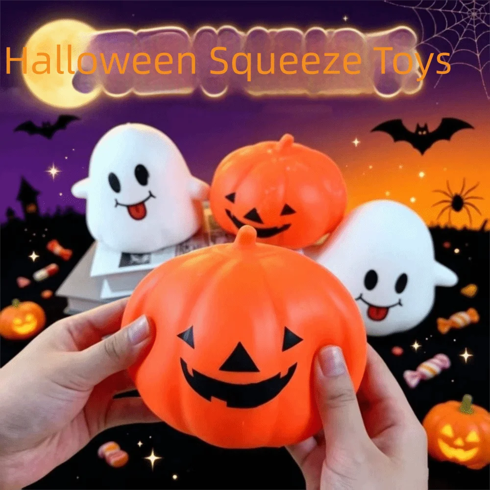 Novelty Release Hand Cute Ghost Squeeze Sensory Stretch Halloween Pumpkin Squishy 11cm Elastic Slow Rebound Fidget