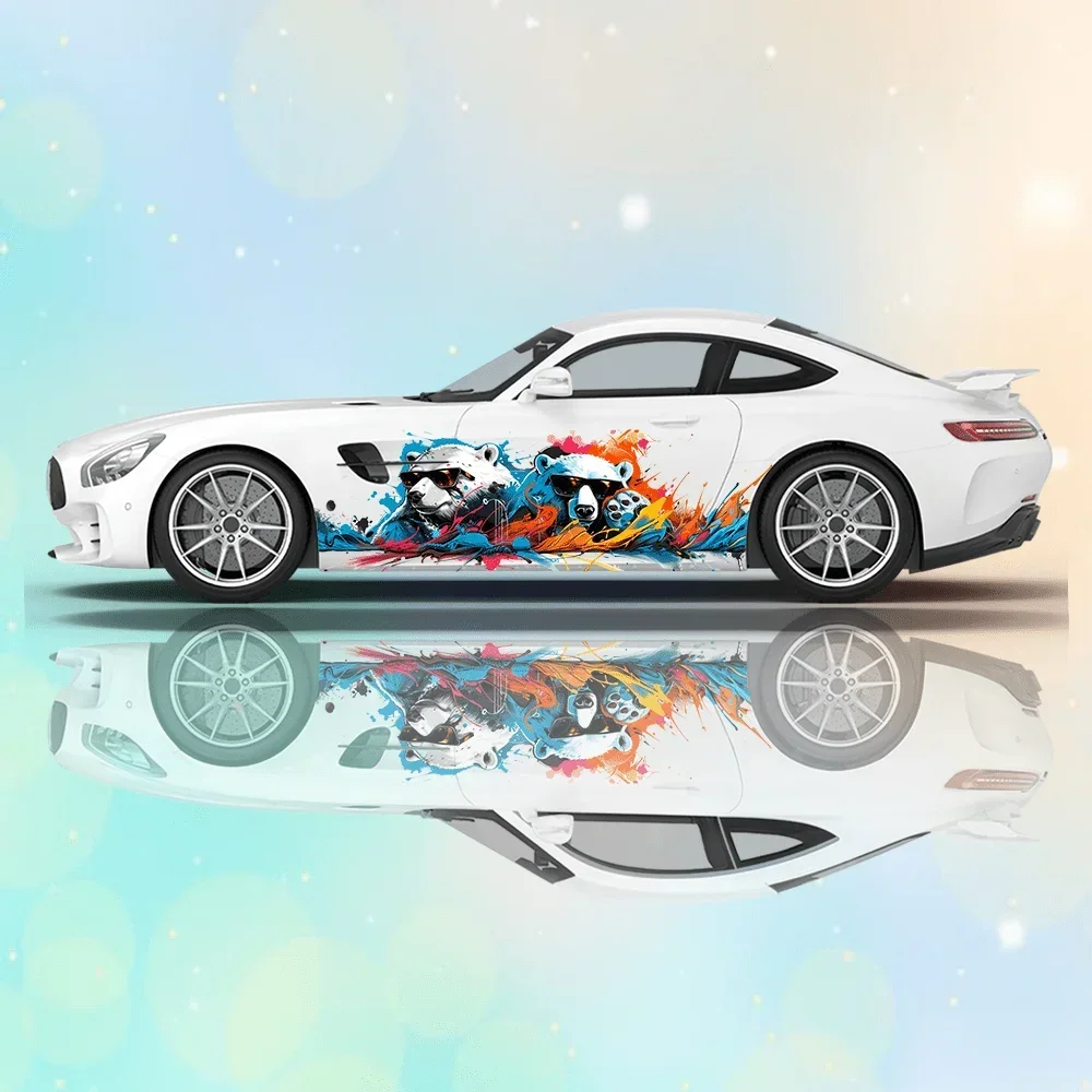 

Солнцезащитные очки с белым медведем, автомобильные виниловые наклейки, самоклеящаяся наклейка из ПВХ, подходит для грузовиков, внедорожников, украшения, автоаксессуары, подарок