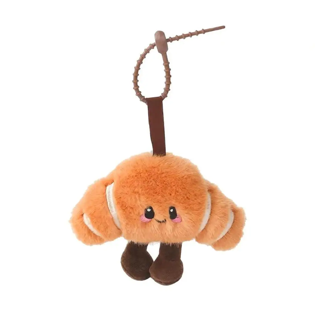 Cute Croissant Toast Food-themed Plush Doll Ornament Souvenir Gift, Bag Keychain Charm