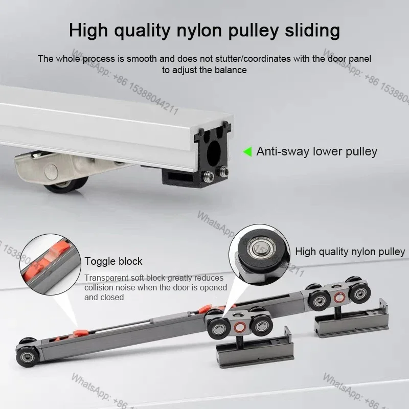 Aluminum Alloy Hardware Fittings Hanging Kit Guide Suspension Close Linkage Telescopic Roller Sliding Door Track Rail Wheel