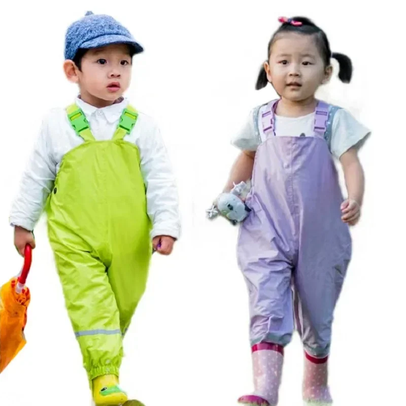 Summer Spring Baby and Girls Boys Waterproof PU Bodysuit Kids Single Layer Breathable Rain Pants Child Outfit Jumpsuit 1-8 Years