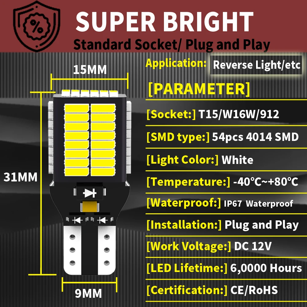 2pcs Car LED Reverse Light Canbus Lamp W16W T15 T16  For Mazda 3 2 Axela 6 gg gh 8 CX-5 cx5 Atenza 323 MX5 CX3 RX8 cx7 cx9