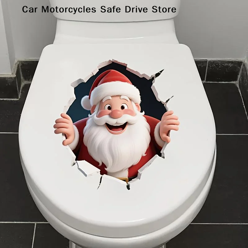 【M】Santa Claus Break-Through Wall Decal PVC Removable Christmas Wall Window Sticker Home Christmas Decoration Gift New Year
