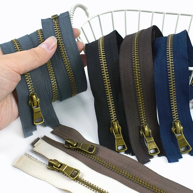 

5/10Pcs 5# Metal Bronze Zippers 40-80cm Open-End Zipper Bag Jacket Closure Zips Repair Kit Backpack Decor Zip Sewing Accessories