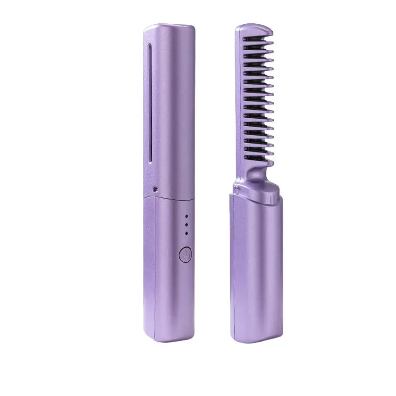 Portable Electric Comb Wireless Dual Purpose Comb Straightener Clip Curling Wand