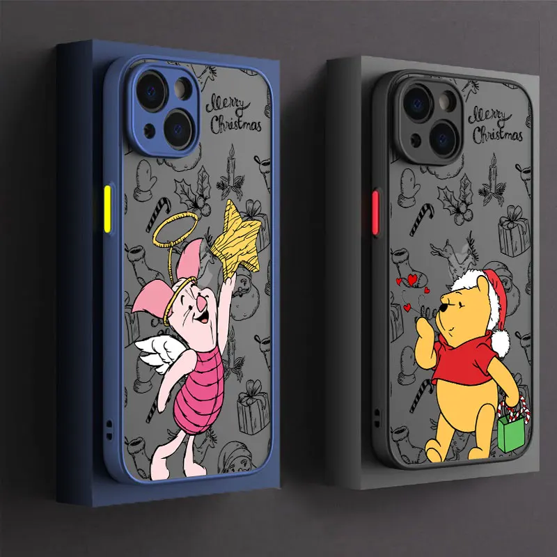 Merry Christmas W-Winnie The Poohs Piglet Phone Case For iPhone 14 15 16 Pro Cover For Apple 11 13 12 Pro Max 7 8 16 Plus Fundas