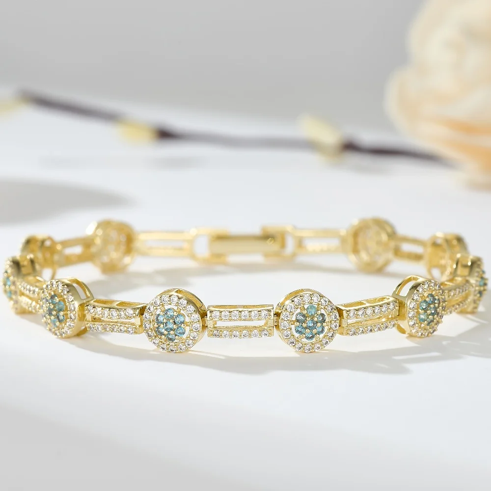 

8mm Round Full Zircon Bracelets for Women 18K Gold Plated Fashion Tennis Bracelet