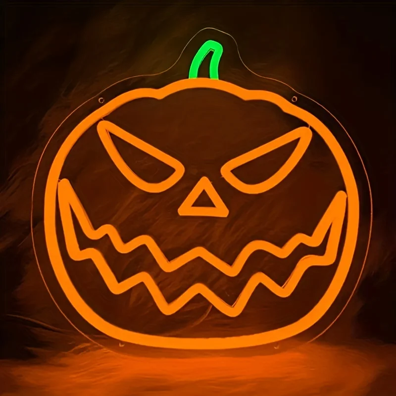 Pumpkin Neon Sign Light Halloween Decorative Lights For Wall Decor USB Powered neon Sign Decorative Wall Mounted Lights Gifts