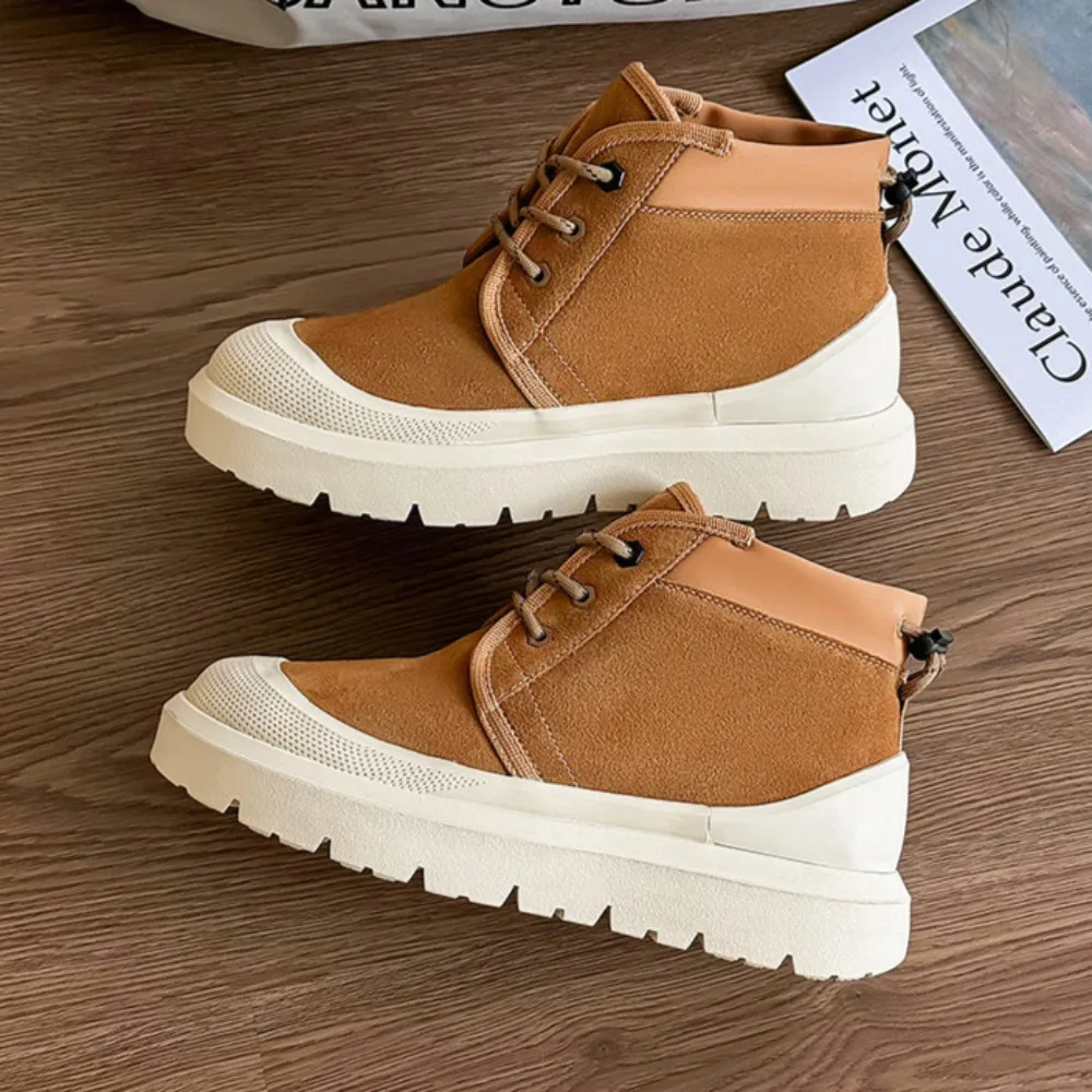

Snow Boots Men's Winter Snow Boots with Plush Fur Integrated Anti Slip and Plush Thick Waterproof Cotton Shoes Men's Short Boots