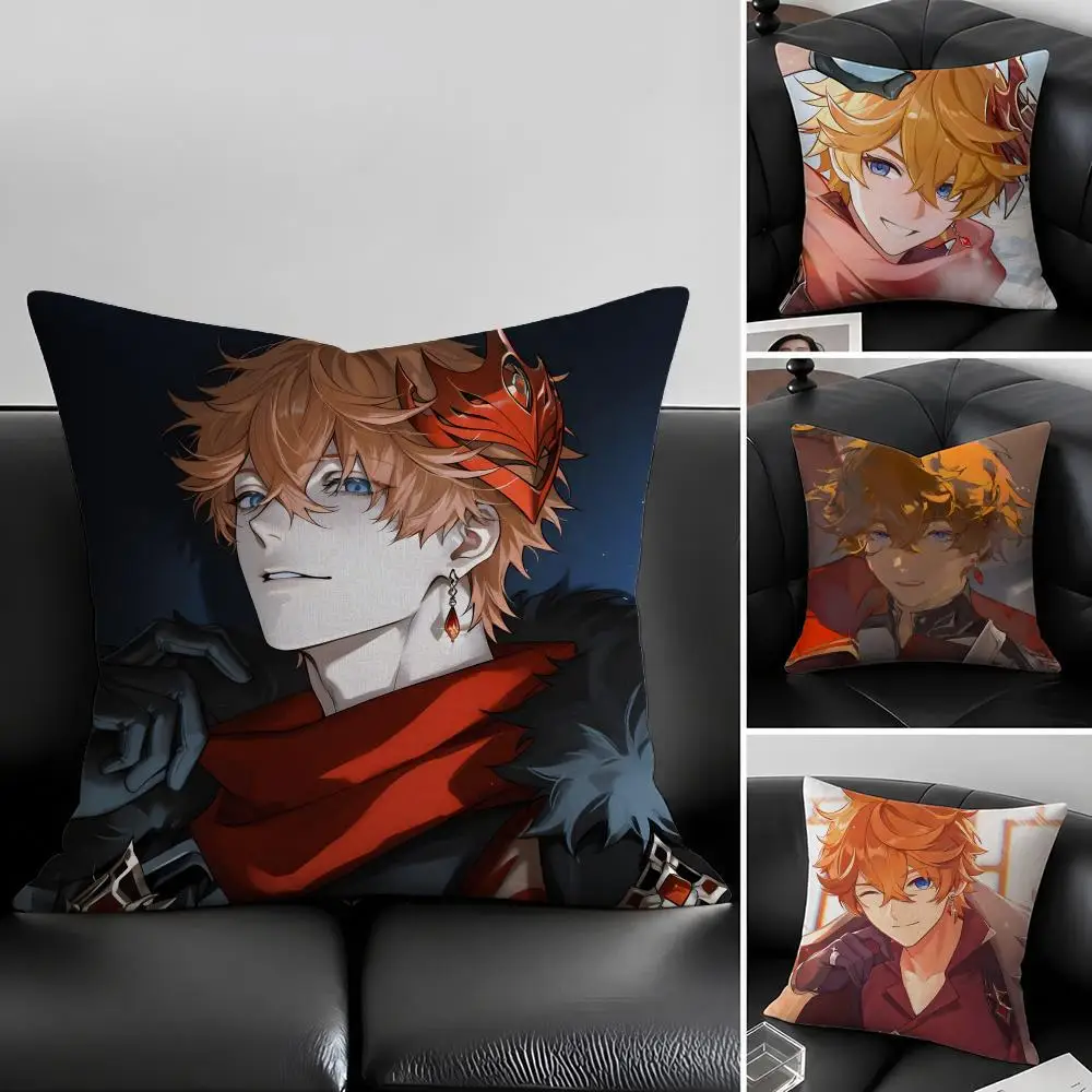 Game Character Tartaglia (Genshin Impact) Cushion Cover Natural Linen Pillowcase Set, All-in-One Decor for Sofa, Bedroom & Chair