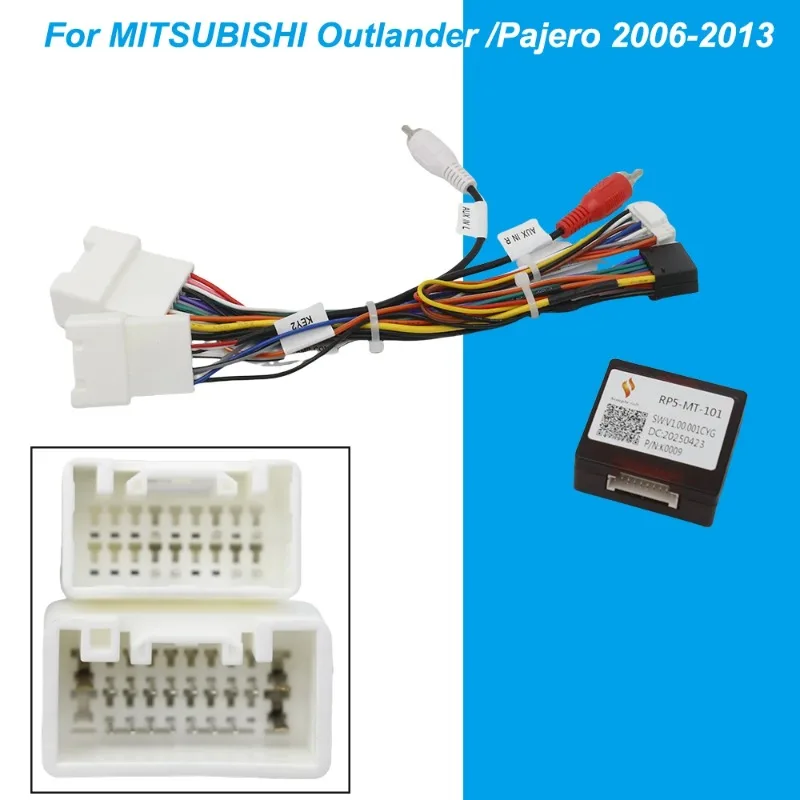 For Mitsubishi Outlander Pajero 2006-2013 16 Pin Car Radio Wiring Harness With Canbus Box Stereo Wire Adapter for Android Unit