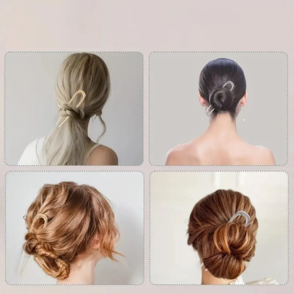 2Pcs Simple U-Shaped Hair Clip Large Size Alloy Hair Fork Multifunctional Styling Aid Hairpin Hair Accessories