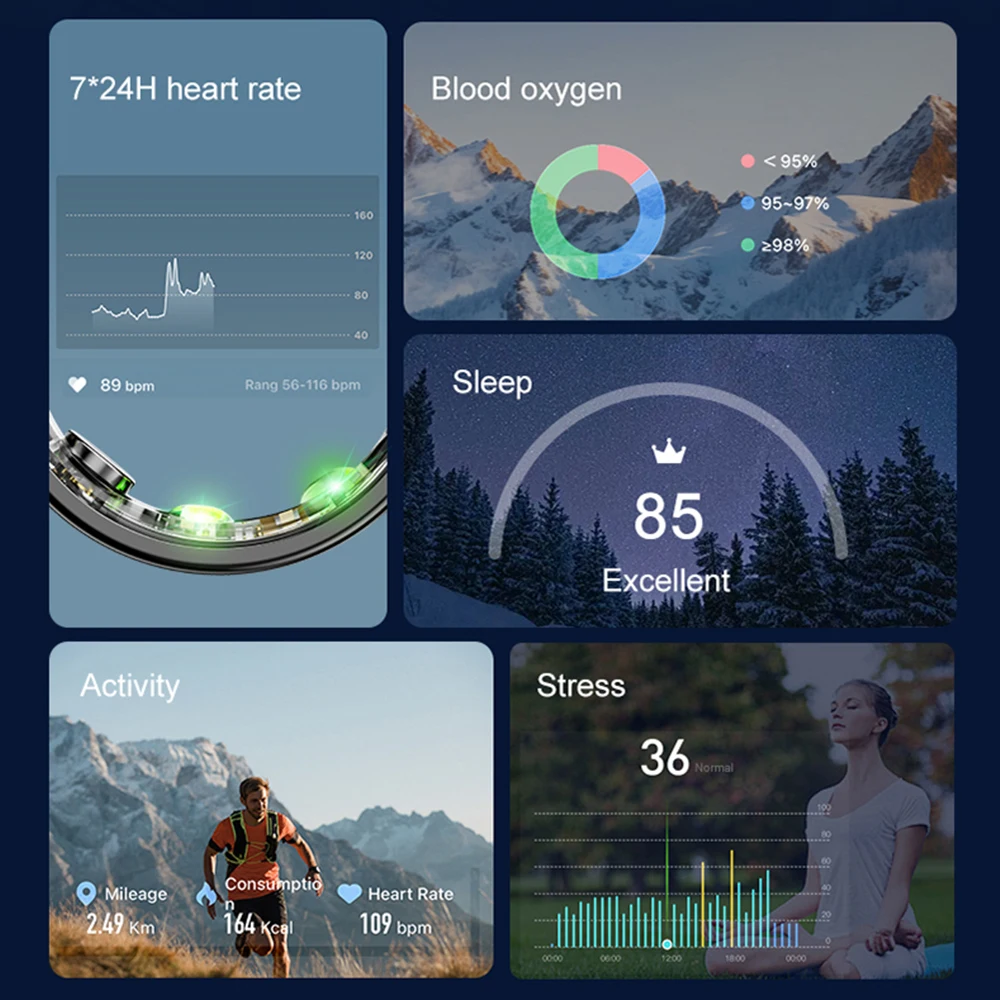 R03 Fashion Style Men Smart Ring Women For Android IOS Stainless Steel Intelligent Fitness Finger Ring Sport IP68 Waterproof