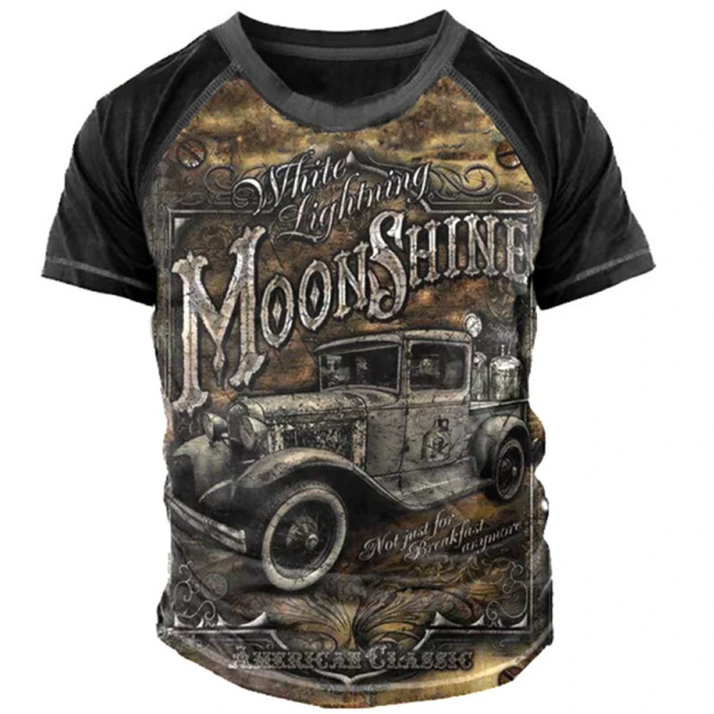 Retro Men Motorcycle Racing T-shirt 3d Print Outdoor Extreme Sports Fast Dry Breathable Street Team Training Short Sleeve Summer