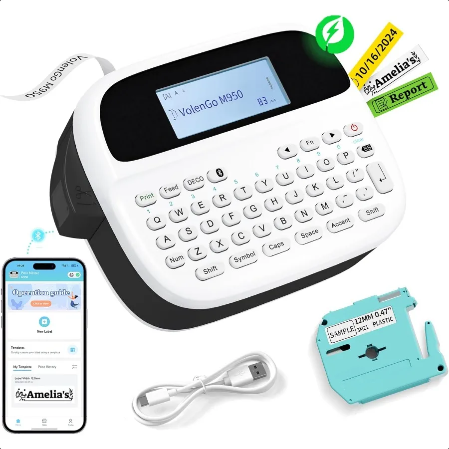 

Label Maker hine with Tapes Label Maker WaterproofLabels Rechargeable Bluetooth Labeler Portable Labeling hine with Backlit LCD