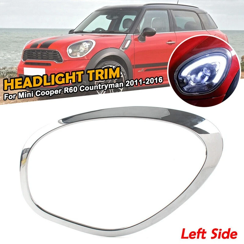 Left Front Headlight Trim Ring 51139801573 For Mini Cooper R60 Countryman 11-16 Head Light Lamp Chrome Bezel Decor Ring