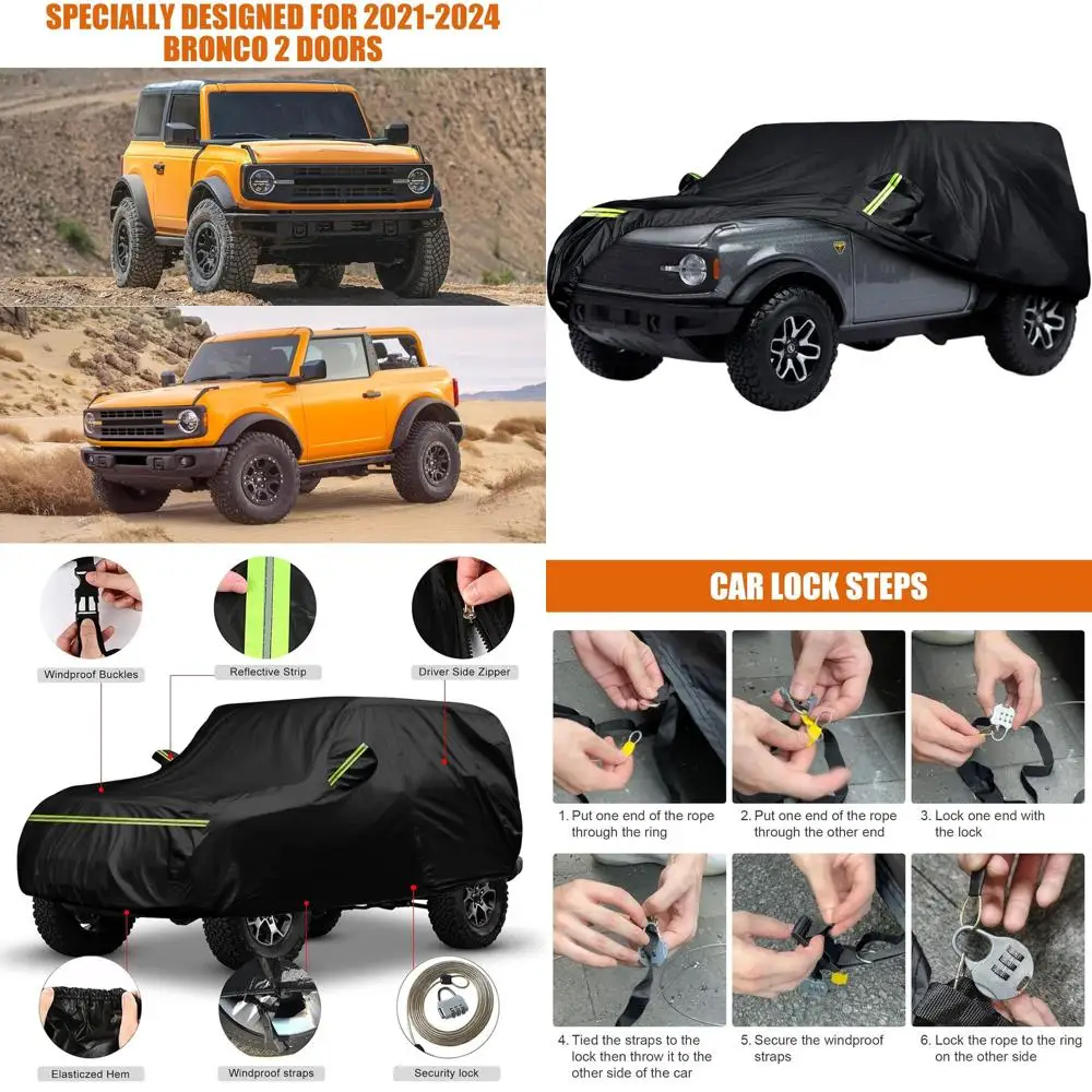 

All-Weather 2-Door Car Cover with Zipper Door and Windproof Bands for 2021-2024 Models, Protects from Snow, Rain, Dust, and Hail