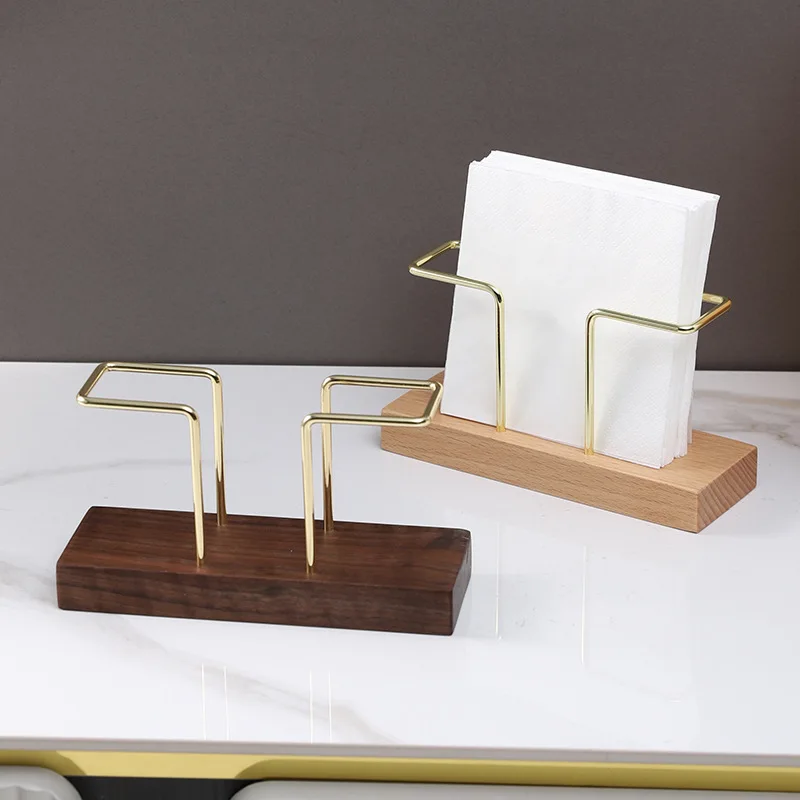 

Minimalist Beech Wood Tissue Holder - Modern Line Design, Square Table Organizer for Home & Office