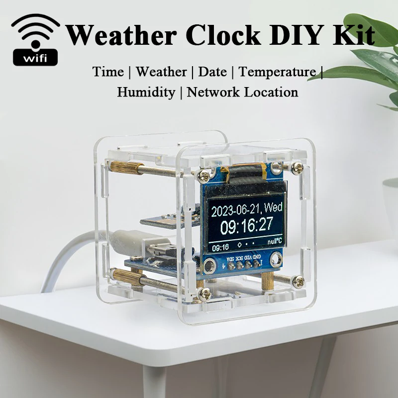 ESP8266 Weather Clock Kit Wifi Module IoT Development Board Time Temperature Humidity Soldering Assembly