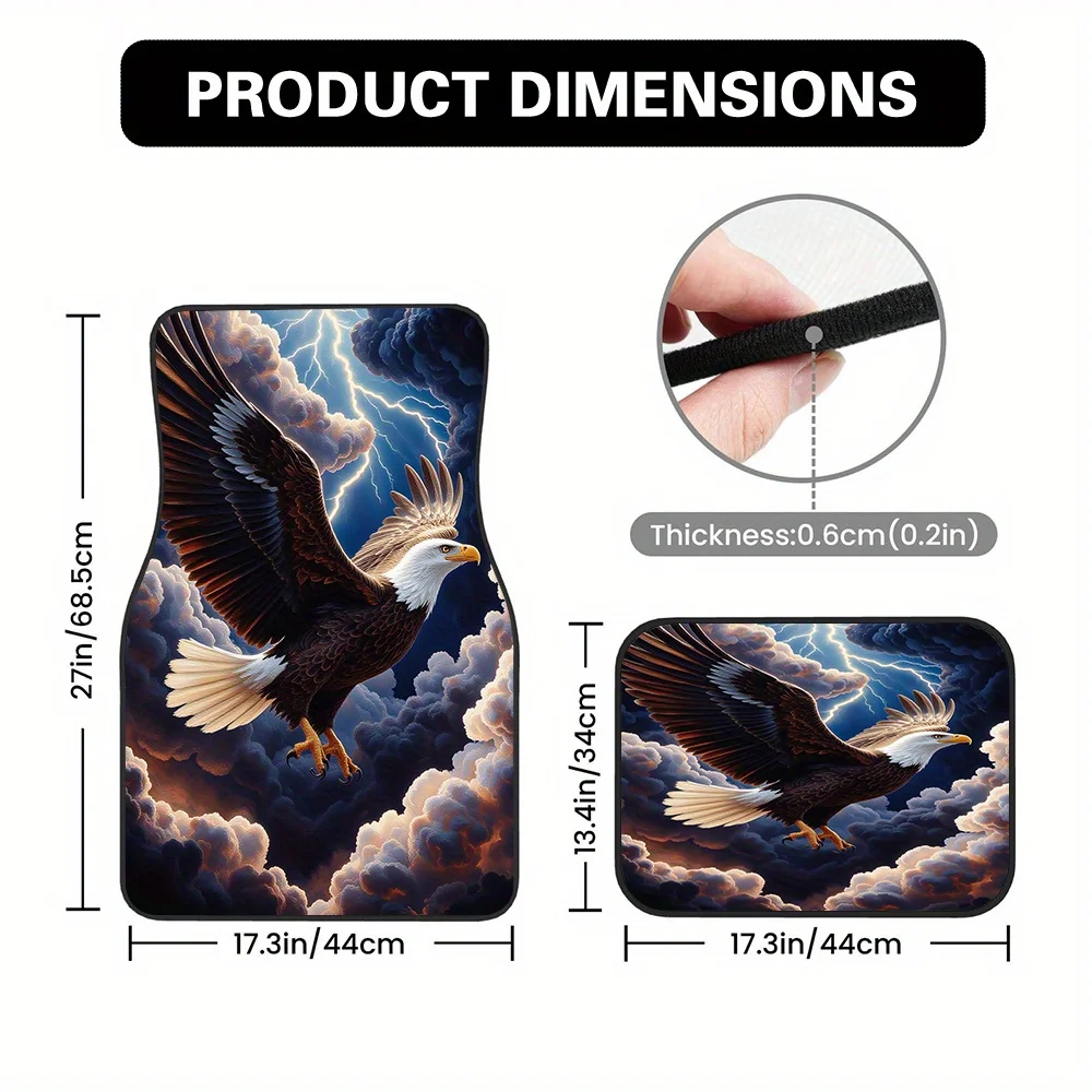 4pcs Eagle Stormy Sky F Pattern Floor Mats - Easy To Clean, Durable Polyester, Stylish Interior Decoration For Commercial Vehicl