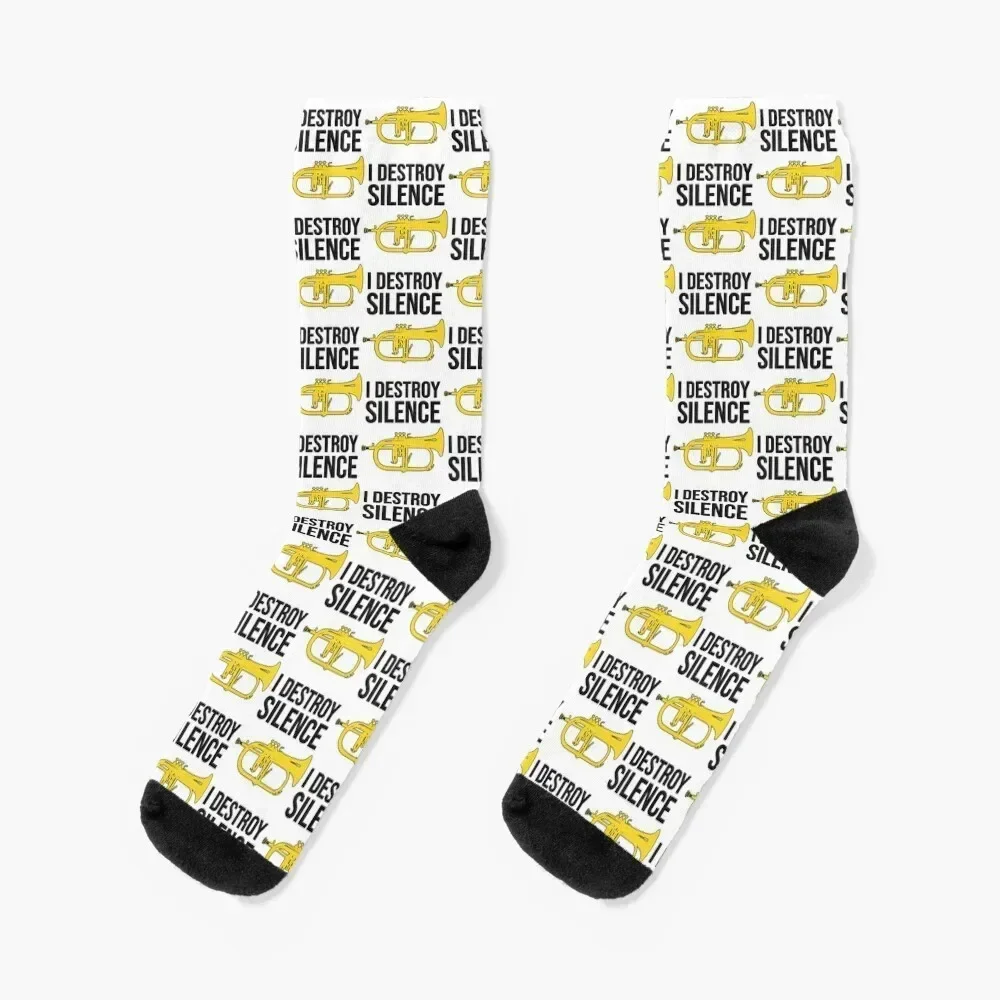 Flugelhorn - I DESTROY SILENCE - Marching Band, Concert Band Socks anime funny gifts summer Luxury Woman Socks Men's