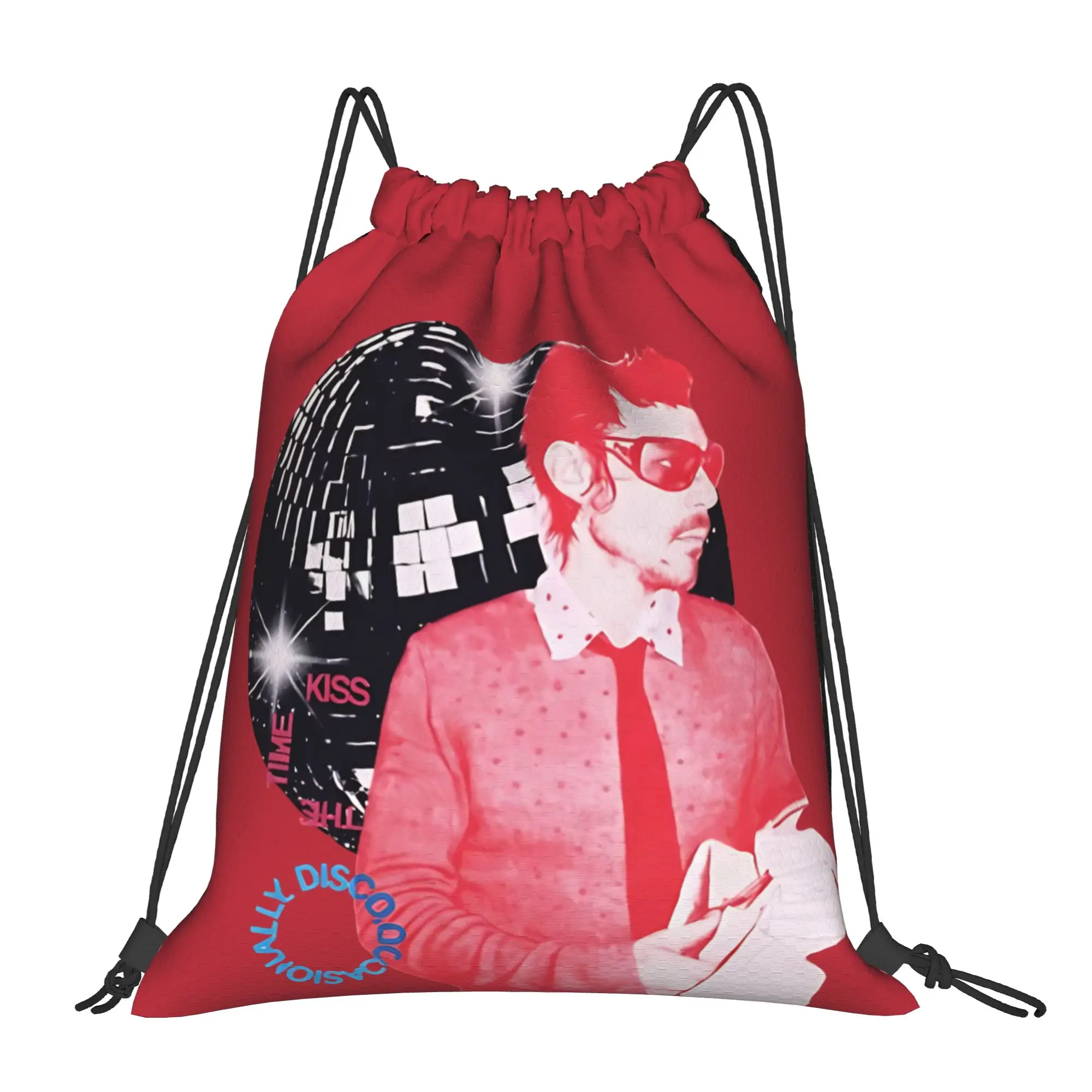 Kiss All The Time Disco Ball Backpack Drawstring Basketball Bags Gym Bag Harrys Music Styles String Sackpack 36cm (W) x 43cm (H)