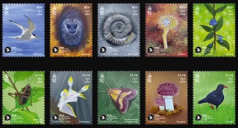 10 PCS, Isle of Man, 2023, Wildlife Conservation Trust Fund, Real Original Post Stamps, MNH