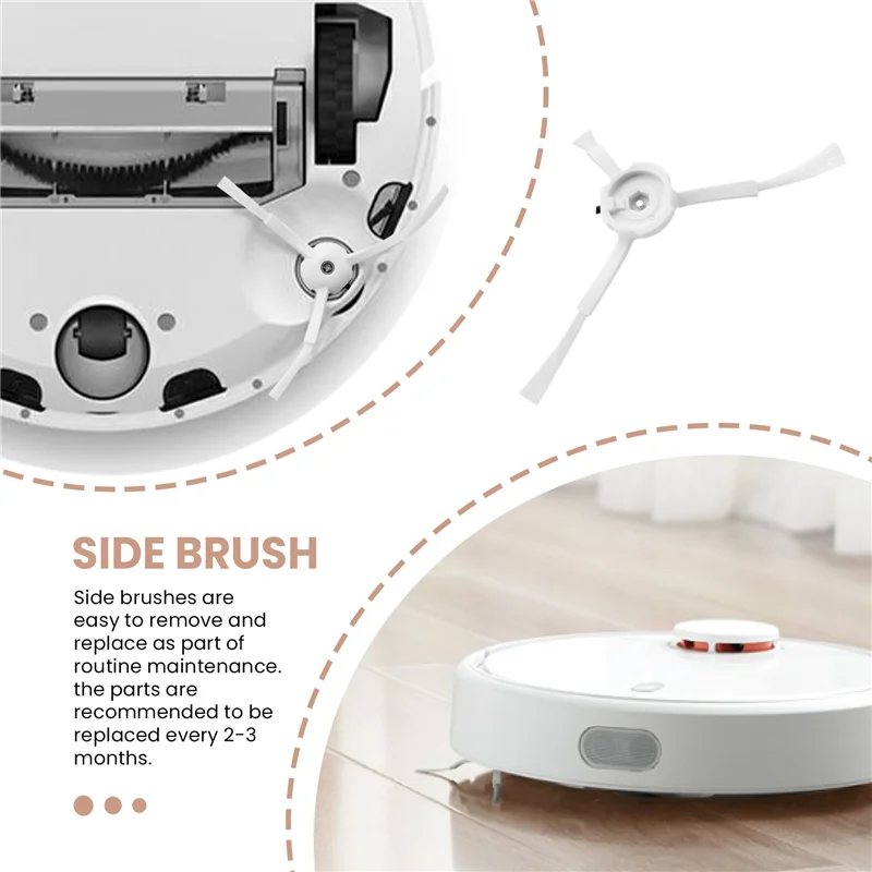 ABRG-6Pcs فرشاة جانبية لاستبدال Xiaomi Roborock S6 S6 Pure S5 S5 Max S4 E4 E20 E25 E35 C10 S50 S51 روبوت فراغ أجزاء
