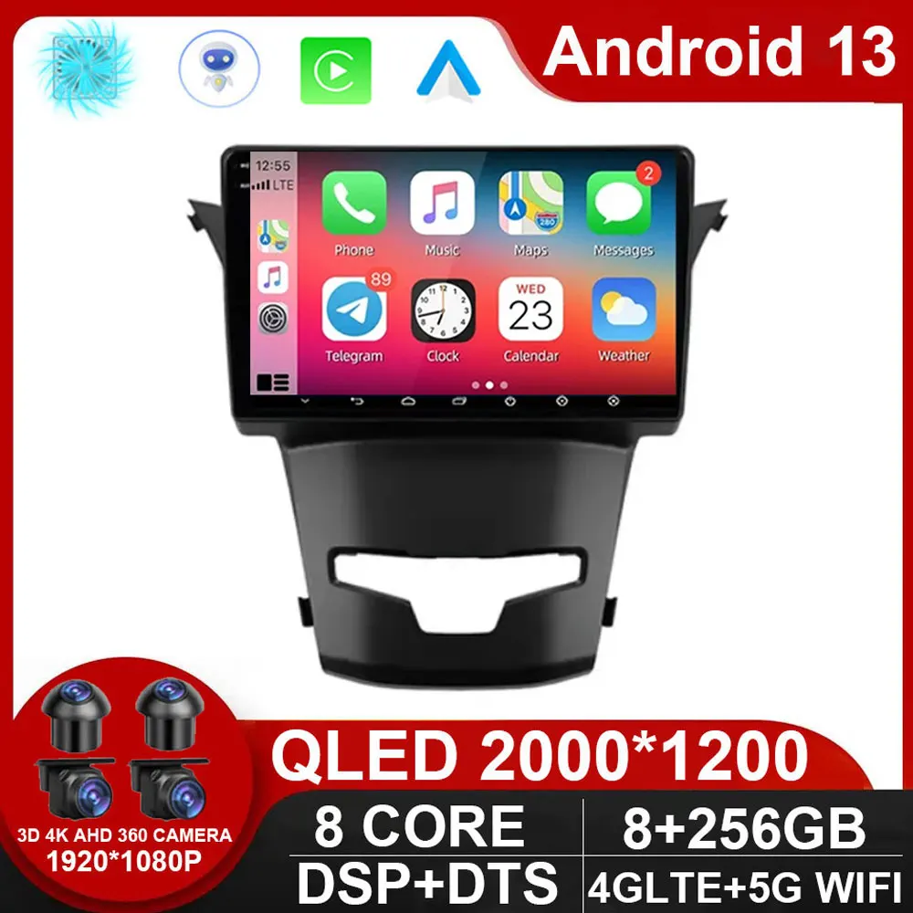 

8Core 5G 2din Android 13 Auto Stereo Car Radio Multimedia For SsangYong Korando 3 Actyon 2 2013 - 2017 GPS Carplay