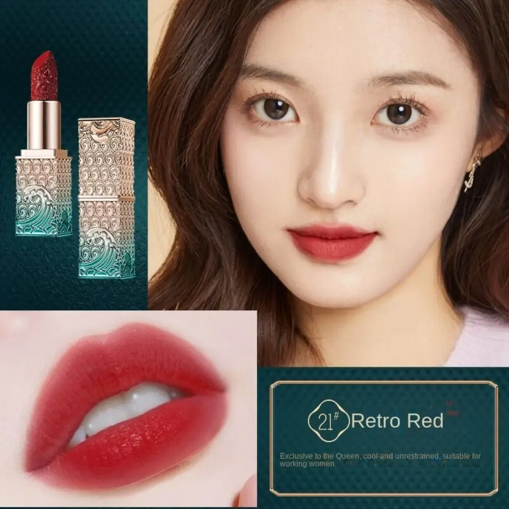 Fiore Phoenix Piuma intagliata Rossetto Tazza antiaderente Stile nazionale Nebbia opaca Velluto Smalto per labbra Matte Retro Balsamo per labbra Trucco labbra