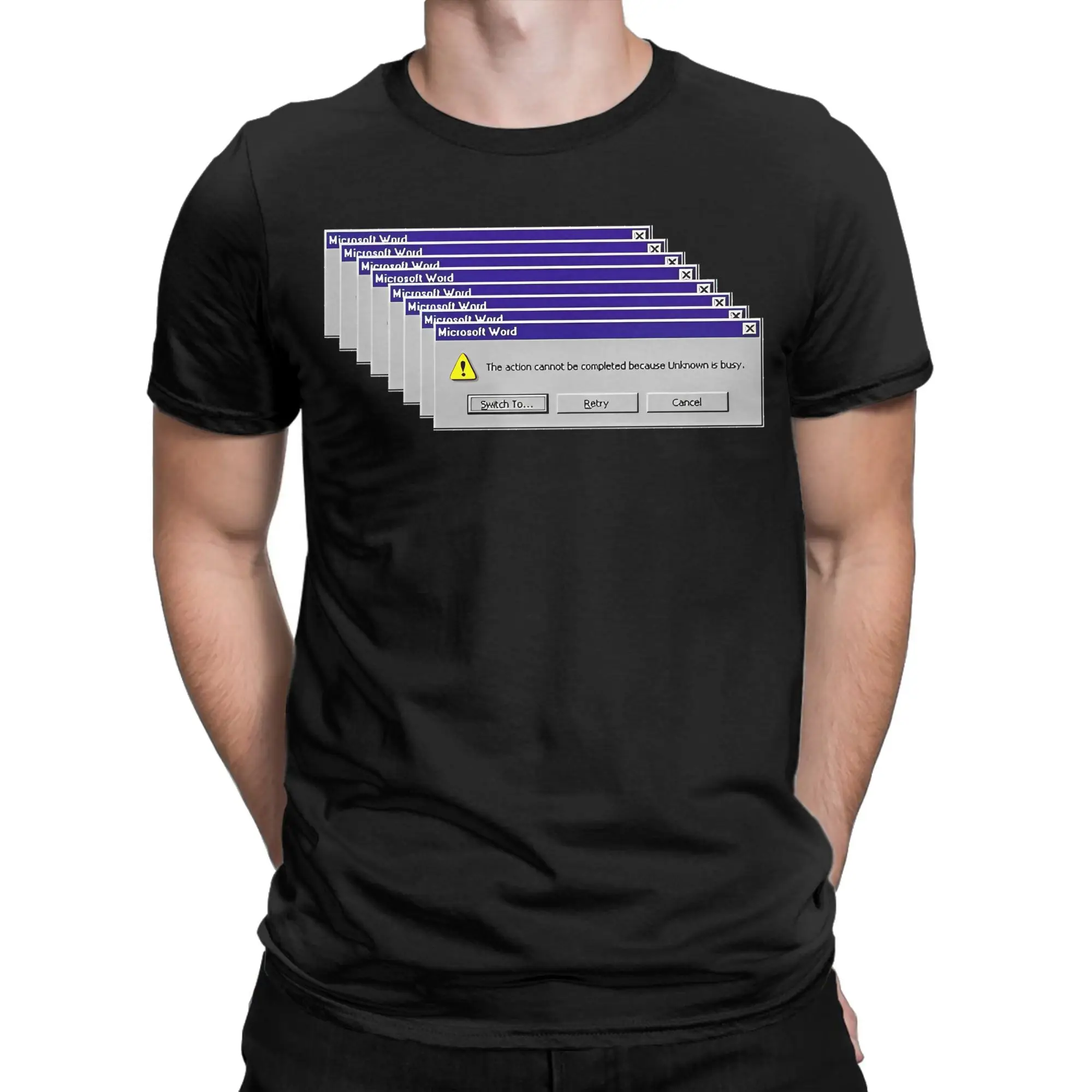 Hipster windows 98 error message T-Shirts for Men Crewneck 100% Cotton T Shirts  Short Sleeve Tees Summer Tops